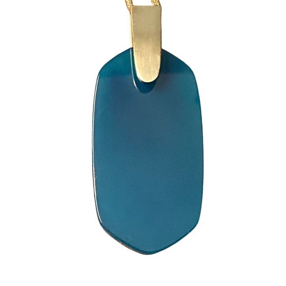 NWT Kendra Scott Inez Teal Agate Long Pendant Necklace on Gold Tone Chain - Picture 13 of 15